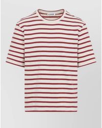 Jil Sander - Cotton Crew Neck Striped T Shirt - Lyst