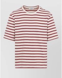 Jil Sander - Cotton Crew Neck Striped T Shirt - Lyst