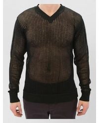 Dolce & Gabbana - Cotton Mesh V-Neck Long-Sleeve Sweater - Lyst