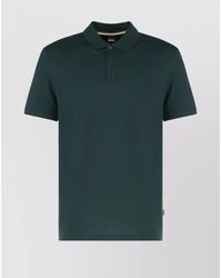 BOSS - Ribbed Collar Polo Shirt With Side Slits - Lyst
