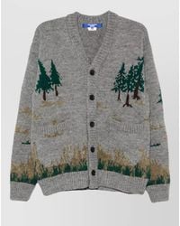 Junya Watanabe - Ribbed Intarsia Knit V-Neck Cardigan - Lyst