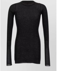 Rick Owens - Long Sleeve Ribbed T-Shirt With Sheer Fabric - Lyst