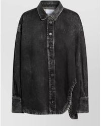 The Attico - Washed Denim Shirt Collared Long Sleeves - Lyst