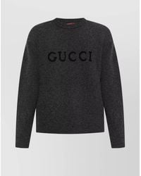 Gucci - Cashmere Wool Logo-Embroidered Crewneck Sweater - Lyst