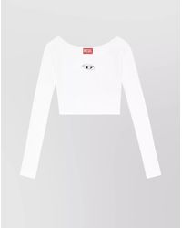 DIESEL - Ribbed Slim-Fit Cropped Boat Neck Long-Sleeve T-Shirt - Lyst