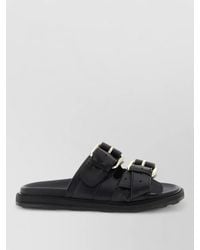 Moschino - Calf Leather Double Strap Sandals - Lyst