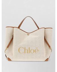 Chloé - Canvas Tote Bag Chain Detail Trim Handles - Lyst