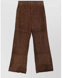 P.A.R.O.S.H. - Suede Wide-Leg Trousers - Lyst