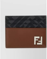 Fendi - Leather And Canvas Card Holder - Lyst