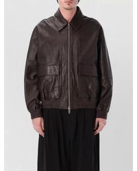 Studio Nicholson - Leather Bomber Jacket Collared Elastic Hem - Lyst