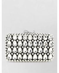Self-Portrait - The Bow Satin Crystal-Embellished Clutch Bag - Lyst