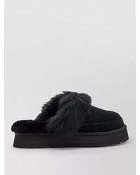 UGG - Fur Trim Platform Sole Flat Slippers - Lyst