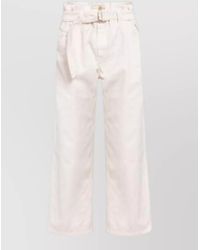 Brunello Cucinelli - High Waist Wide Leg Cropped Jeans Belt - Lyst