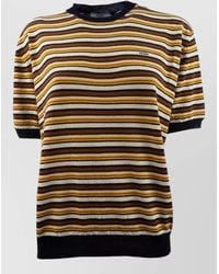 Prada - Crew Neck Striped Knit Top Short Sleeves - Lyst