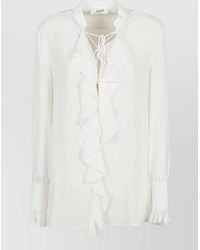 The Seafarer - Milly Shirt Long Sleeves Ruched Front Tie - Lyst