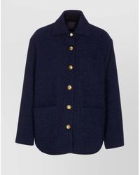 Pinko - Shiny Metallic Textured Jacket With Buttons - Lyst