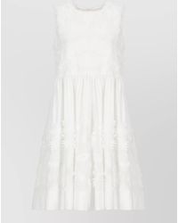 P.A.R.O.S.H. - Cotton Sleeveless Embroidered Knee-Length Dress - Lyst