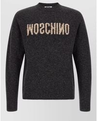 Moschino - Wool Silk Logo-Embroidered Crewneck Sweater - Lyst