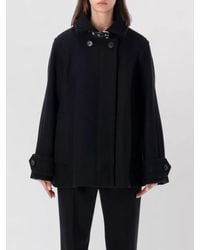 Lanvin - Cashmere Blend High Neck Short Coat - Lyst
