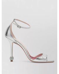 Roger Vivier - Sandals Embellished Heel Metallic Finish Open Toe - Lyst