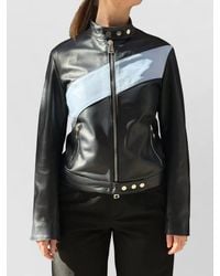 LA ROSE - Leather Bomber Jacket Color Block Design - Lyst