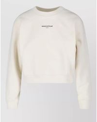 Maison Kitsuné - Crew Neck Sweatshirt Ribbed Cuffs Hem - Lyst