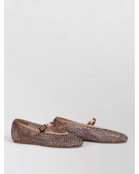 Le Silla - Satin Crystal Embellished Mesh Ballerina Shoes - Lyst