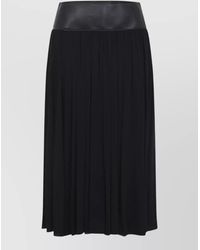 Alaïa - Viscose Belted Pleated Midi Skirt - Lyst
