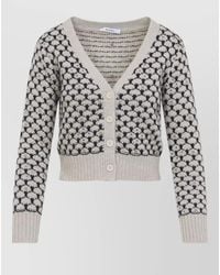 Max Mara - Wool Cashmere Ribbed Cropped V-Neck Cardigan - Lyst