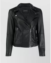 Emporio Armani - Leather Biker Jacket - Lyst
