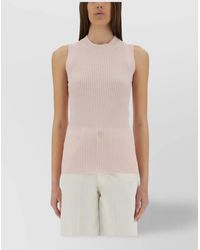 Sportmax - Fitted Sleeveless Ribbed Crew Neck Top - Lyst