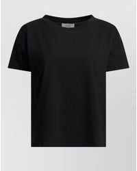 Loulou de Saison - Short Sleeve Round Neck Slit Hem Top - Lyst