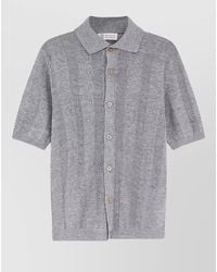 Brunello Cucinelli - Ribbed Linen And Cotton Blend Short-Sleeve Polo Shirt - Lyst
