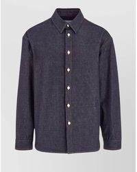 Ferragamo - Contrast Stitched Cotton Shirt With Long Sleeves - Lyst