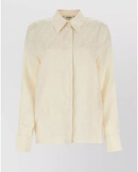 Fendi - Silk Logo-Jacquard Long-Sleeve Shirt - Lyst