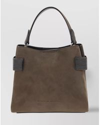 Brunello Cucinelli - Suede Top Handle Shoulder Bag - Lyst
