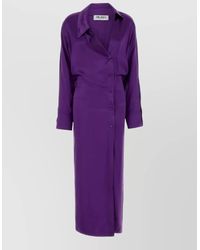 The Attico - Satin Shirt Dress Long Sleeves Midi - Lyst