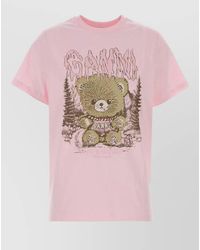 Ganni - Cotton Printed Regular-Fit Crew-Neck Short-Sleeve T-Shirt - Lyst