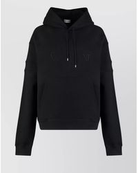 Saint Laurent - Ribbed Cotton Hoodie With Hood And Pocket - Lyst