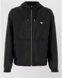Prada - Renylon Hooded Jacket Elastic Cuffs Pockets - Lyst