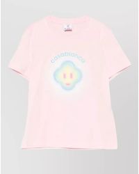CASABLANCA - Smiley Graphic Crew Neck Cotton T-Shirt - Lyst