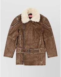 DIESEL - Faux Leather Belted Aviator Jacket - Lyst