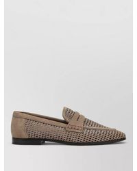 Brunello Cucinelli - Suede Loafers Round Toe Perforated Design - Lyst