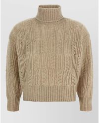 Agnona - Cashmere Silk Openwork Turtleneck Sweater - Lyst