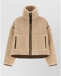 Pinko - Cropped Jacket High Collar Shearling Texture - Lyst