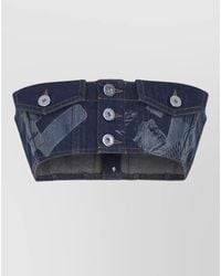 Jean Paul Gaultier - Denim Strapless Cropped Bra Top - Lyst
