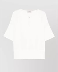 Alberto Biani - Drop Shoulder Three Quarter Sleeve Blouse - Lyst