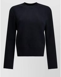 Sacai - Crew Neck Cotton Cashmere Cropped Sweater - Lyst