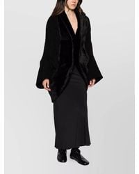 Junya Watanabe - Oversized Faux Fur Panel Wool Blend Coat - Lyst
