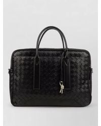 Bottega Veneta - Rectangular Briefcase Woven Texture Dual Handles Strap - Lyst